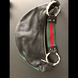 Gucci Bamboo Hobo Bag classic  Green & Red Stripes